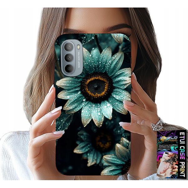 Custodia Per Motorola Moto G52 / G82 - Gerbera Blu A Margherita +Folia-image