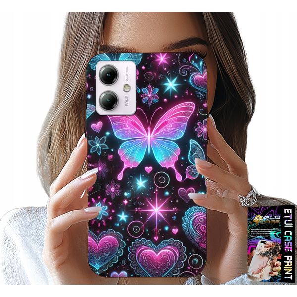 Custodia Per Motorola Moto G14 - Farfalla Colorata Cuore Modelli Alla Moda Custodia-image