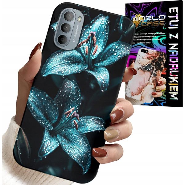 Custodia Per Motorola Moto G52 / G82 - Gigli Turchesi Fiori Custodia + Vetro-image