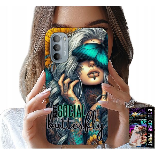 Motorola Moto Moto G52 / G82 Custodia - Anti Social, Butterfly, Motylek, Kobiece-image