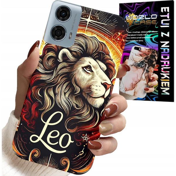 Custodia Per Motorola Moto G85 5G - Leone, Segno Zodiacale Astronomia, Custodia + Vetro-image