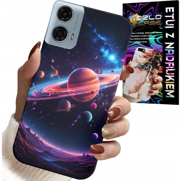 Custodia Per Motorola G24 / G04 - Cosmo Pianeti Stelle Galassia Retro-image