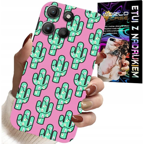 Custodia Per Motorola Moto G15 - Cactus, Cactus Su Sfondo Rosa + Pellicola Protettiva-image