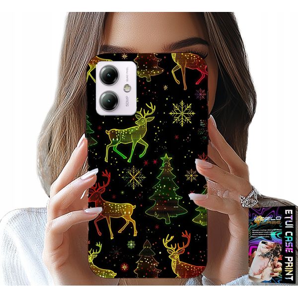 Custodia Per Motorola Moto G54 5G - Renna, Fiocco Di Neve, Albero Di Natale + Vetro-image