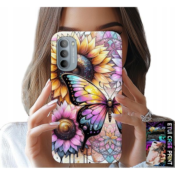 Custodia Per Motorola G31 / G41 - Girasole Con Farfalla, Custodia + Pellicola Protettiva-image