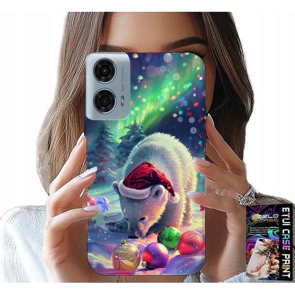 Custodia Per Motorola G24 / G04 - Orso Natalizio Bombki Case + Pellicola Protettiva-image