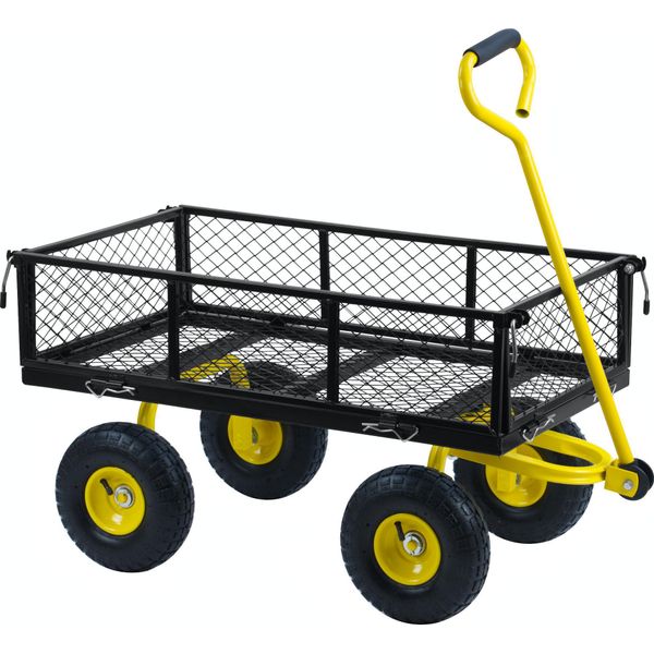 Carrello Manuale Zelsius, Portata 350 Kg, 75 Litri, Nero/Giallo, Carrello Manuale Con Pneumatici, Carrello Di Trasporto-image