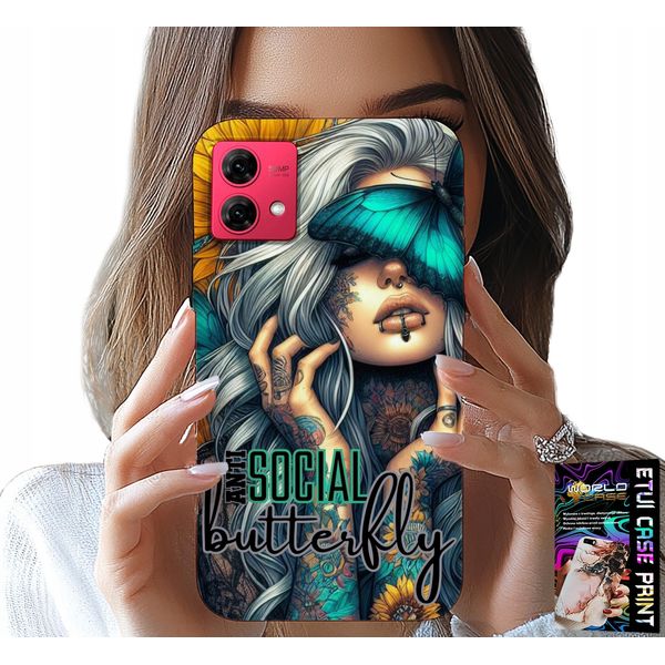Custodia Motorola Edge 40 Neo - Anti Social, Butterfly, Motylek, Kobiece-image
