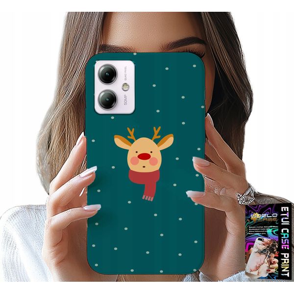 Custodia Per Motorola Moto G54 5G - Renna Su Sfondo Verde Motivi Natalizi-image