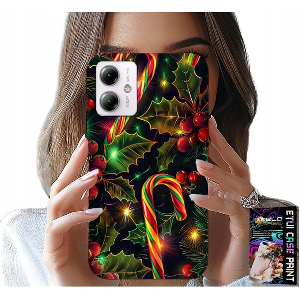 Custodia Per Motorola Moto G14 - Bastoncino Di Zucchero, Vischio, Albero Di Natale + Vetro-image