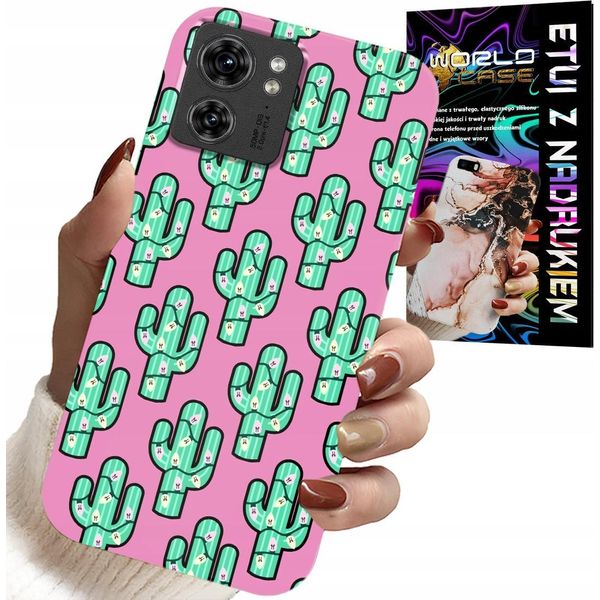 Custodia Per Motorola Edge 40 - Cactus, Cactus Su Sfondo Rosa + Foil-image