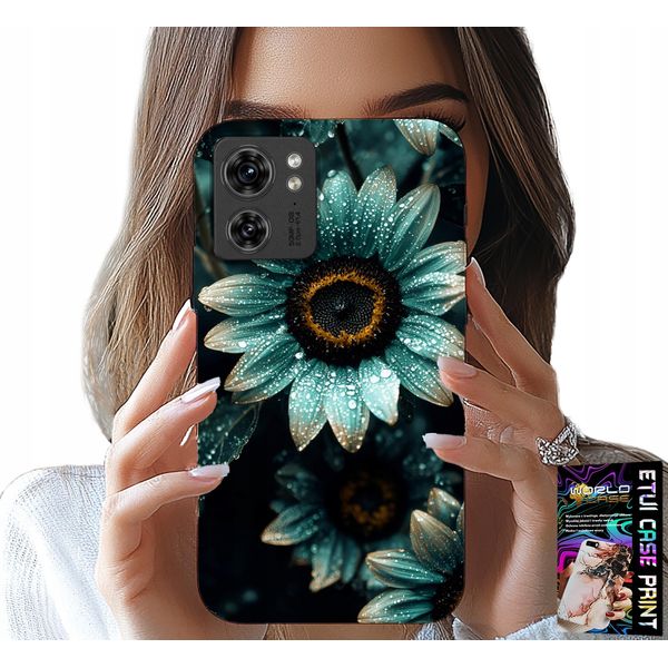 Custodia Per Motorola Edge 40 - Gerbera Blu A Forma Di Margherita +Folia-image