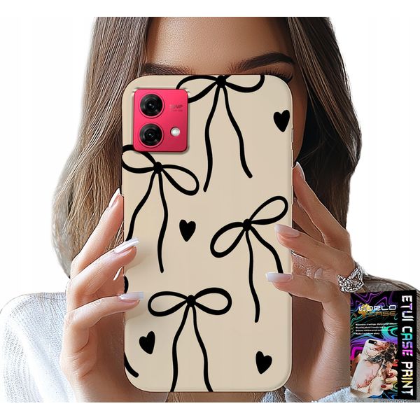 Custodia Per Motorola Edge 40 Neo - Cocards A Nastro Beige Con Motivi Alla Moda-image