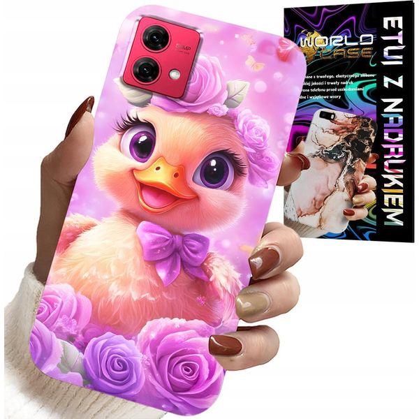 Custodia Per Motorola Edge 40 Neo - Anatra Carina, Anatra Su Sfondo Rosa-image