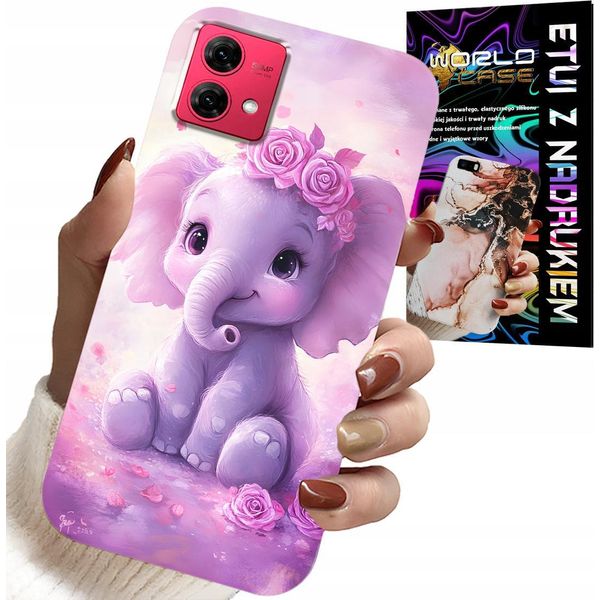 Custodia Per Motorola Edge 40 Neo - Elefante Carino Su Sfondo Rosa +Folia-image