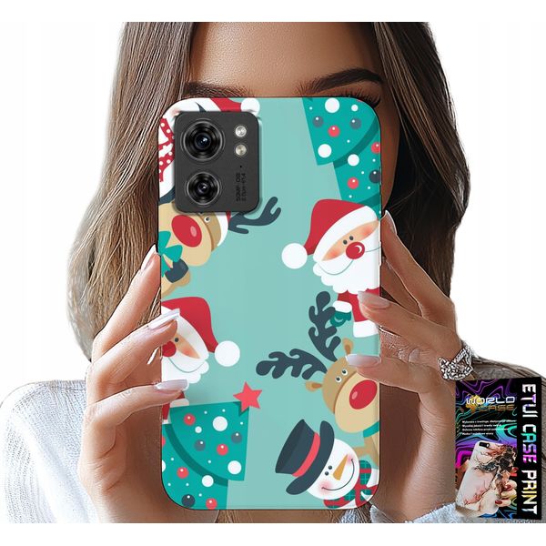Custodia Per Motorola Edge 40 - Disegni Natalizi Di Babbo Natale, Renna E Pupazzo Di Neve-image