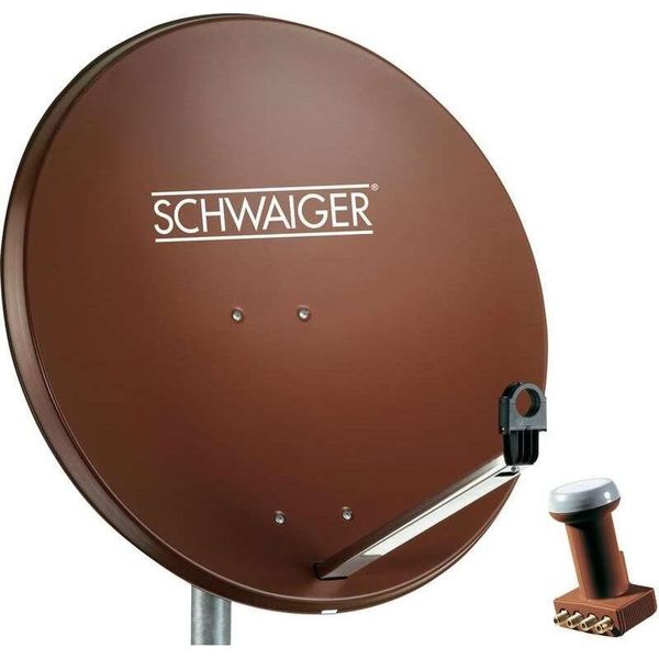Sistema Sat Schwaiger 80 Cm 4 Partecipanti Quad-Lnb (Con Interruttore) Rosso Mattone (SPI991.2SET)-image