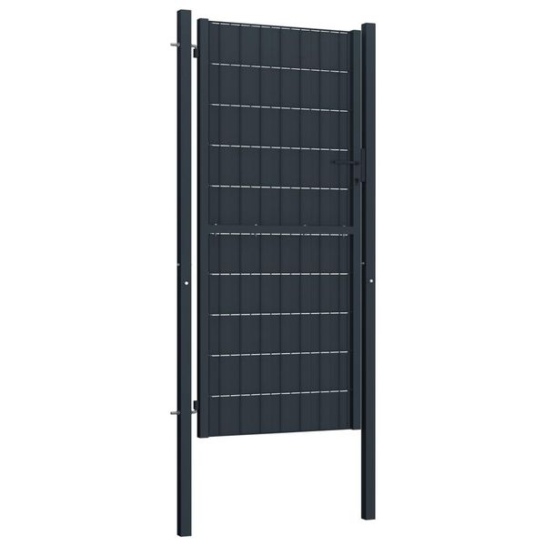Vidaxl Cancello Di Recinzione In Pvc E Acciaio 100X124 Cm Antracite-image