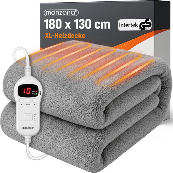 Monzana® Coperta Elettrica Riscaldante 180X130 Cm 120W 10 Livelli Di Calore Protezione Surriscaldamento Lavabile-image