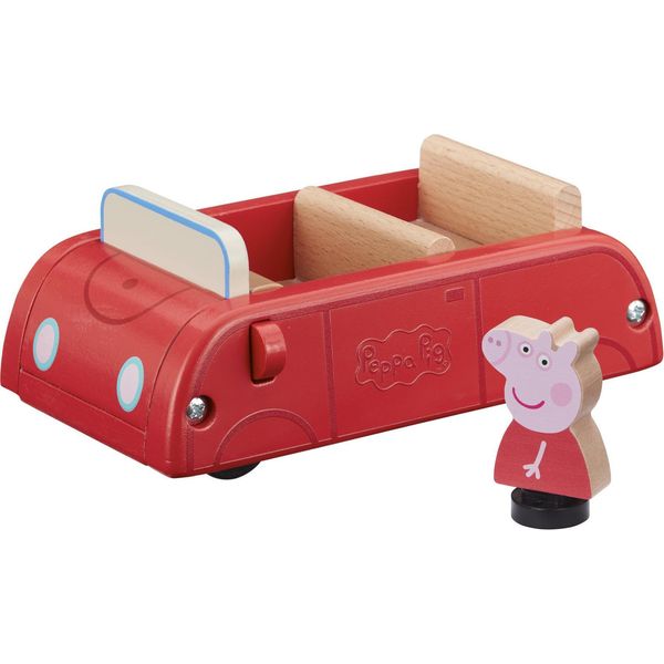 Peppa Wutz Giocattolo In Legno - Auto Di Famiglia Rossa (Con Figura Di Peppa) Auto Giocattolo-image