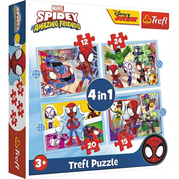 Trefl Puzzle Spidey E I Suoi Fantastici Amici 4In1 (12,15,20,24 Pezzi)-image