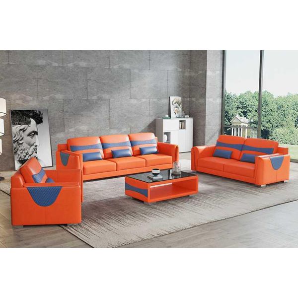 Set Di Divani Divani 321 Arancione Blu Jvmoebel-image