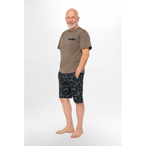 Martel | Eryk | Pigiama Da Uomo | Manica Corta | Pigiama Estivo | M-4XL | 100% Cotone | Kaki-image