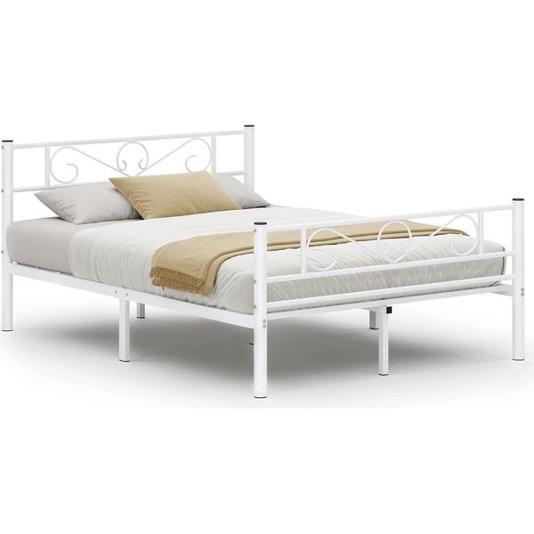 Struttura Letto Matrimoniale Vasagle, Struttura Letto, Struttura Letto In Metallo, Adatta Per Materasso 140 X 190 Cm, Letto Per Ospiti, Per Adulti, Bambini, Facile Montaggio,-image