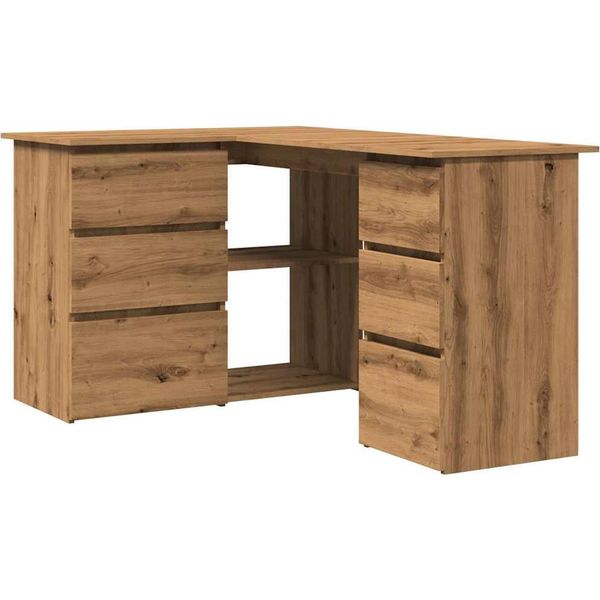 Vidaxl Scrivania Ad Angolo In Rovere Artisan 145X100X76 Cm Materiale A Base Di Legno-image