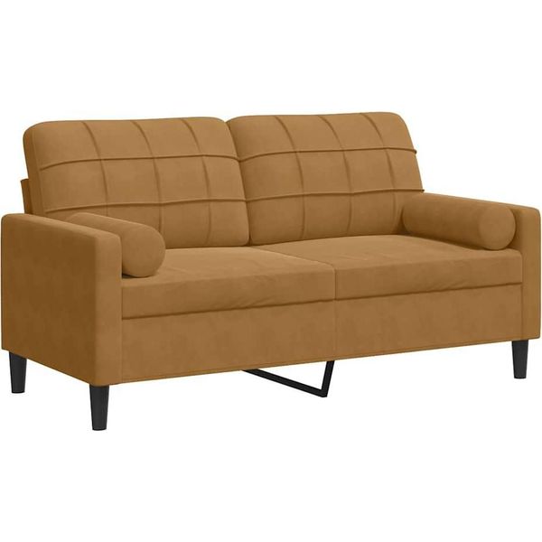 Vidaxl Divano A 2 Posti Con Cuscini Decorativi In Velluto Marrone 140 Cm-image