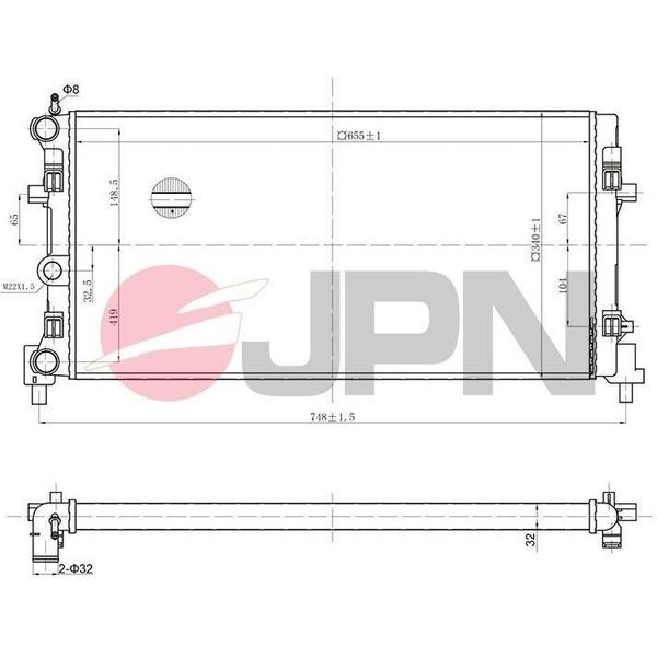 Jpn 60C9064 - Oe 6R0121253 Radiatore, Raffreddamento Motore Per A1 (8X), Ibiza (6J, 6P), Toledo Iv (KG3), Fabia Ii (54), Fabia Iii (Nj), Rapid (Nh), Roomster (5J), Polo (6C, 6R)-image