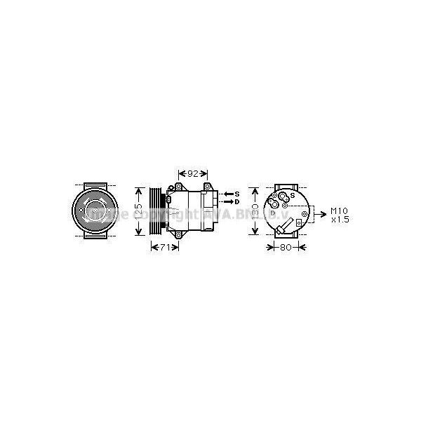 Prasco RTAK103 - Compressore Aria Condizionata Oe 7711135105 Per Grand Scenic Ii (Jm), Megane I, Megane Ii, Scenic I, Scenic Ii-image