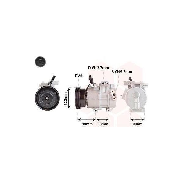 Van Wezel 8201K703 DV12 Condizionatore D'aria Compressore Pag 46 R134A Per Hyundai I20 (Pb, Pbt)-image