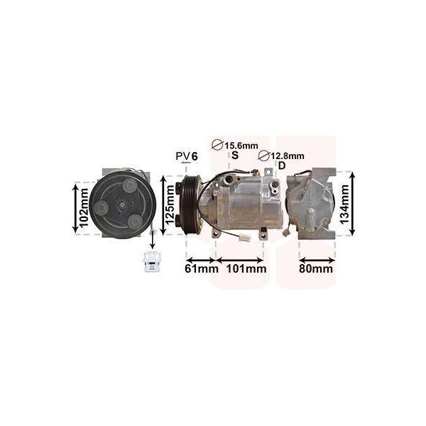 Van Wezel 2700K207 - Compressore Aria Condizionata Oe BP4K 61 K00 Per 3 (Bk)-image