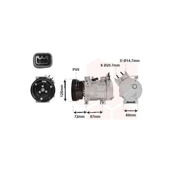 Van Wezel 1300K429 7V16 Compressore Climatizzatore Pag 46 R134A Per Nissan Qashqai / Qashqai +2 I (J10, NJ10)-image