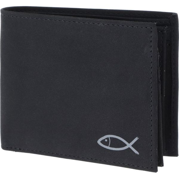 Oxmox Portafoglio New Cryptan Rfid Protect QuerscheinböRse Freedom Fish Print Grey Black Nero-image