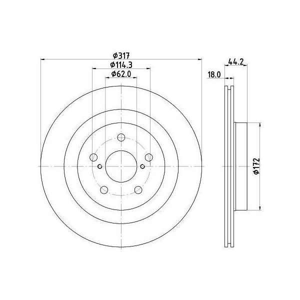 Hella 8DD 355 134-961 - Oe 4243142080 Disco Freno Per Rav 4 V (A5)-image