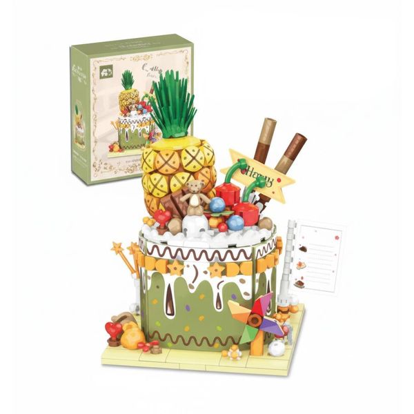 Coil Blocchi A Forma Di Torta, Set Di Blocchi Da Costruzione, Blocchi Da Gioco, Set Da Costruzione, Fai Da Te Creativo, Reato, Blocchi Compatibili, Torta All'ananas, 393 Pezzi.-image