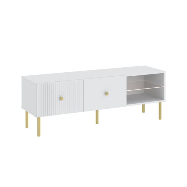 Tavolino Per Tv Haskel - Bianco + Oro-image