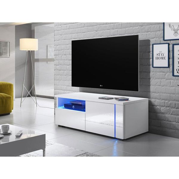 Tavolino Per Tv Kiera 1P - Larghezza 100 Cm, Bianco-image