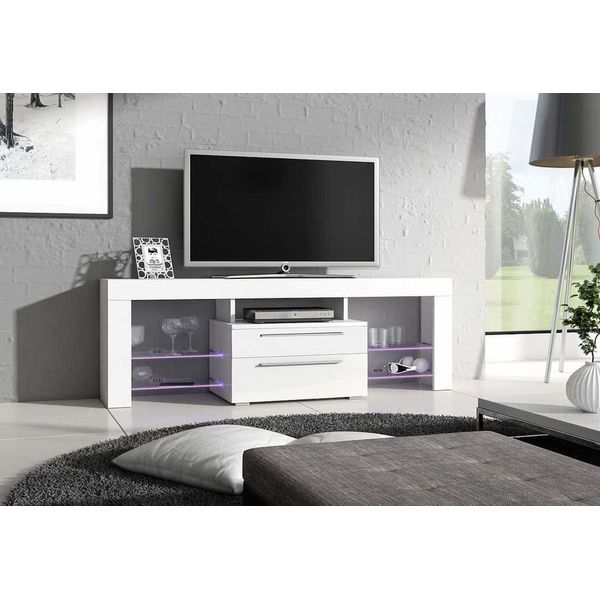 Tavolino Per Tv Hord - Bianco / Bianco Lucido-image