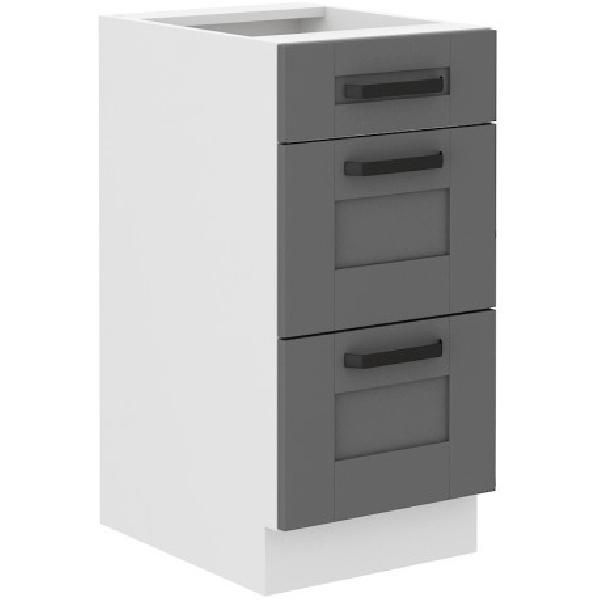 Mobile Da Cucina Con Cassetti Laili - Larghezza 40 Cm, Grigio / Bianco-image