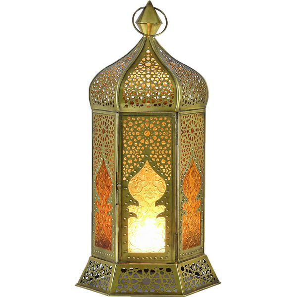 Lanterna Decorativa Marocchina Porta Tea Light Louay Arancione-image