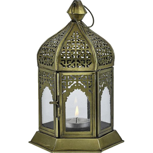 Porta Tea Light Decorativo Orientale Lanterna Luce Del Vento Khatija Clear-image