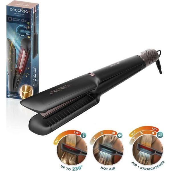 Cecotec Piastra Per Capelli Con Aria Air Lisse Black. 600W, Protegge I Capelli, Tecnologia A Ioni, Cheratina E Olio Di Argan-image