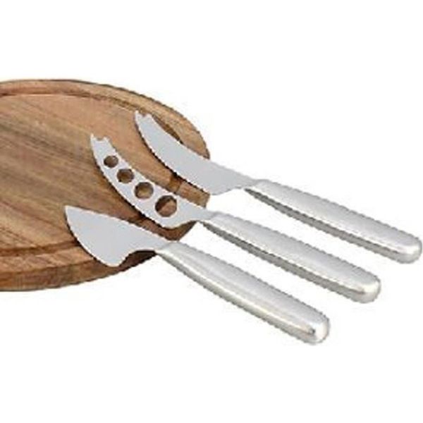 Tagliere Rettangolare In Legno Di Acacia Con 3 Coltelli Da Formaggio In Acciaio Inossidabile-image