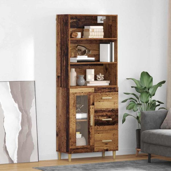 Maison Exclusive - Credenza Alta In Legno Antico 69,5 X 34 X 180 Cm Materiale Ligneo-image