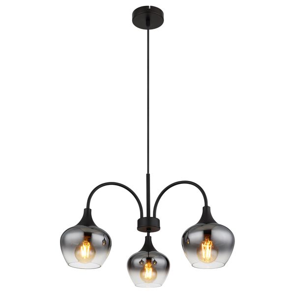 Globo Lighting HäNgeleuchte "Maxy", Schwarz, 3, Ø 15Cm H: 120Cm, 1 Stk., Leuchten, HäNgelampe/Pendelleuchte/Glas Rauchfarben/HöHe KüRzbar/Esstisch, HäNgeleuchte-image