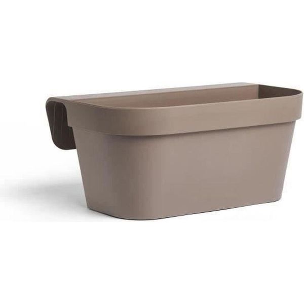 Jardiniere+Gancio - Garden Id Star - Taupe 50 X 21 Cm - Facile Da Agganciare - Riserva D'acqua - Riciclato E Riciclabile Al 100-image