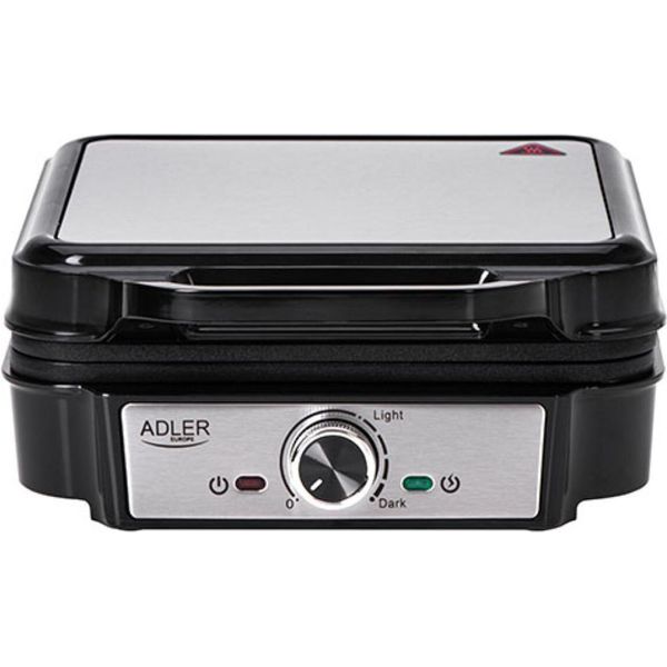 Adler Waffle Maker | Ad 3083 | 1800 W | Number Of Pastry 4 | Belgium | Silver/Black-image